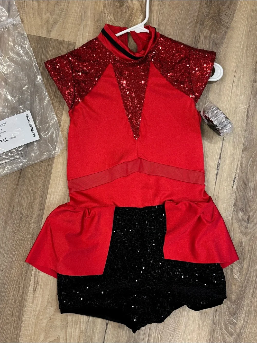 Weissman Red and Black Sequin Performance Costume size XLC